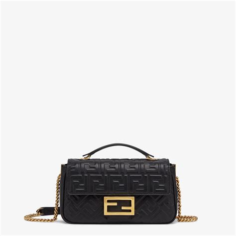 fendi black leather baguette bag|fendi baguette nappa leather.